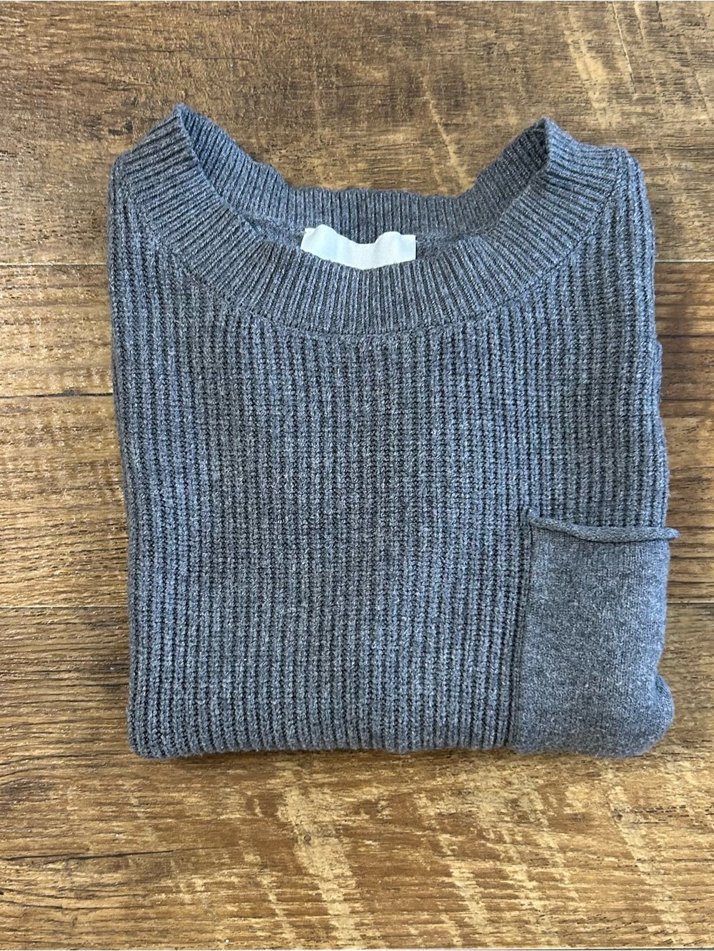 Sleeveless Ribbed Crop Top with Chest Pocket - Charcoal - Picture 5 of 5